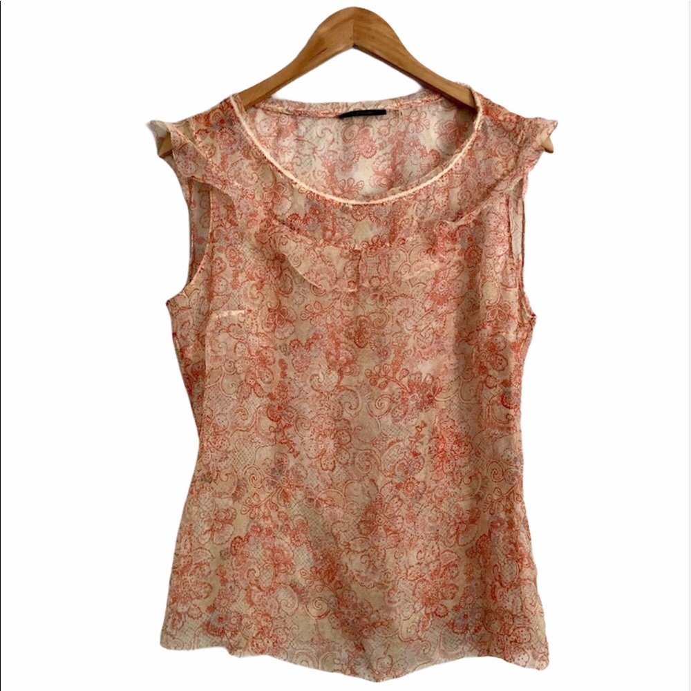 Elie Tahari Sheer Silk Top Size Large